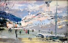 White Steam Boat - oil, canvas