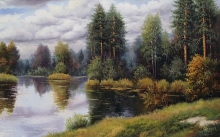 At The Forest Lake - oil, canvas