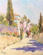 Blossoming Street - oil, canvas