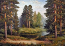 Forest Meadow With Anthill - oil, canvas