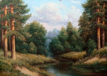 Two Riverbanks - oil, canvas