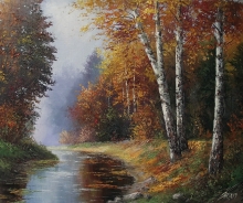 Autumn Birch Trees - oil, canvas
