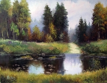 River Ford - oil, canvas