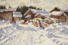 Sashas Yard In Vylgorta - oil, canvas