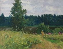Summer At Msta River - oil, canvas