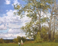 Old Poplar Trees - oil, canvas