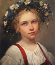 Village Girl - oil, canvas