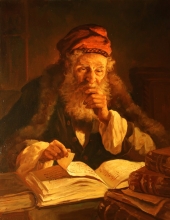 Reading Old Man - oil, canvas
