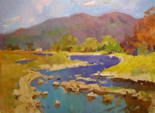 Mountain River In Mezhgorye - oil, canvas