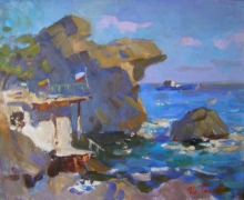 Boat Station. Alupka - oil, canvas