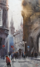 Morning In Prague - watercolor, paper