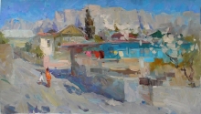 Street In Alupka - oil, canvas