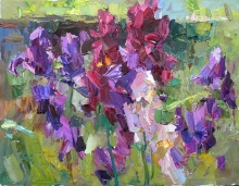 Sketch With Irises - oil, canvas