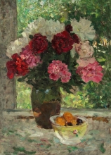 Peonies With Fruit - oil, canvas