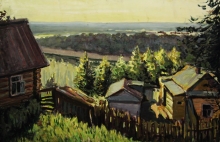 View Of The Volga - mixed technique, paper