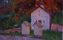 Chapel In Tarusa - oil, cardboard