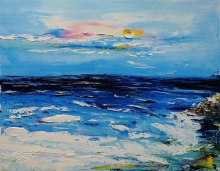 Sunset - oil, canvas, palette knife