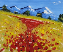 Poppies - oil, canvas, palette knife