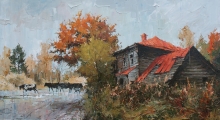 The Village Of Msta - oil, canvas