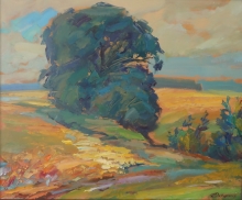 Landscape With Tree - oil, canvas