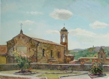 Courtyard In Monte-San Savino. Toscana - oil, canvas