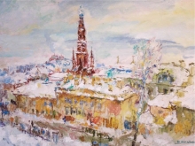 Profsoyuznaya Street In Winter, Kazan - oil, canvas