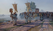 Morning Of Velikoretsky Christian Procession - oil, canvas