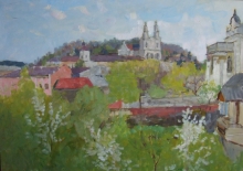 Spring Has Come To The City - oil, cardboard
