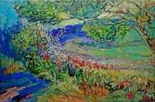 Irises Are Blooming - oil, canvas