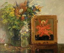 Still Life With  A Red Horse - oil, canvas