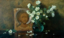 Still Life With The Savior - oil, canvas