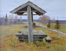 Village Well - oil, canvas