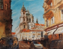 Prague - watercolors, paper
