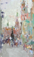 Nikolskaya Pedestrian Street - oil, canvas on cardboard