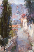 Chekhov Street In Gurzuf - oil, canvas on cardboard