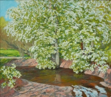 Bird Cherry Embracing Alder - oil, canvas