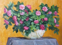 Dog Rose In The Basket - oil, canvas