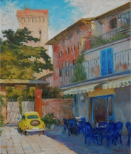 Italian Cafe - oil, canvas