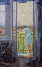 At The Balcony - oil, canvas