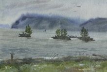 Baikal In The Stormy Weather - watercolor, paper