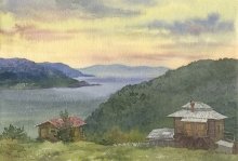 Baikal. The Angara River - watercolors, paper