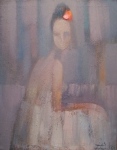 Girl In White - oil, canvas