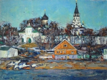 Aleksandrovsky Kremlin In Spring - oil, canvas