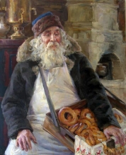 Old Man With Baranki - oil, canvas