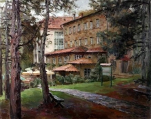Hotel In The Mountains Of Serbia - oil, canvas