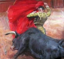 Matador Killing The Bull - oil, canvas