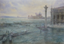 Venice. After Flood - watercolors, lacquer, white paint, paper