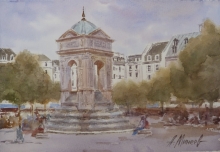 Paris. Fountain Of Innocent - watercolors, paper