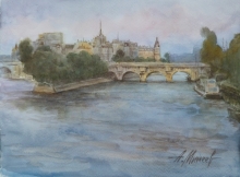 Paris. View Of The Siene - watercolors, paper