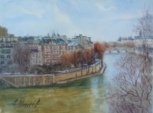 Paris. Embankment Of The Siene - watercolors, paper